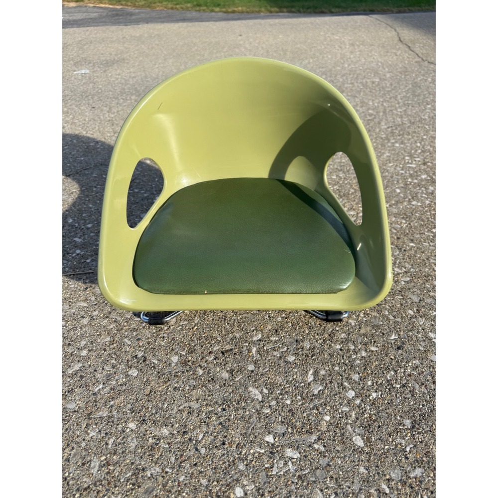 Vintage Cosco Mid Century Modern Kids Chair Green Plastic Chrome Base